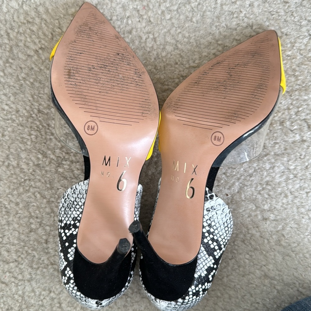 Mix No. 6 yellow suede python stiletto pumps - Picture 6 of 8